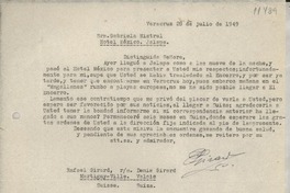 [Carta] 1949 jul. 28, Veracruz, [México] [a] Sra. Gabriela Mistral, Hotel México, Jalapa