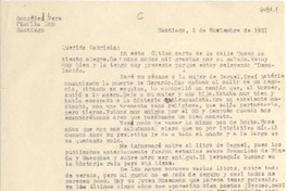 [Carta] 1951 nov. 5, Santiago, [Chile] [a] Gabriela [Mistral]