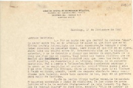 [Carta] 1951 dic. 12, Santiago, [Chile] [a] Gabriela [Mistral]