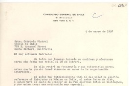 [Carta] 1948 mar. 4, New York [a] Gabriela Mistral, Santa Bárbara, California