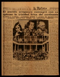 El pueblo uruguayo consagró con su aplauso la trinidad lírica del continente Gabriela Mistral, Alfonsina Storni y Juana de Ibarbourou dijeron secretos sobre la creación poética.