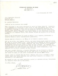 [Carta] 1950 dic. 4, New York [a] Gabriela Mistral, Xalapa, México