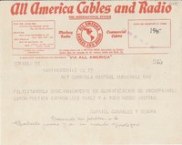 [Telegrama] 1945 nov. 18, Santiago, Chile [a] Gabriela Mistral, Rio de Janeiro, [Brasil]