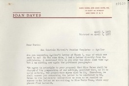[Carta] 1957 Apr. 5, [New York, Estados Unidos] [a] Miss Doris Dana 204 East 20th Street, New York City 3, New York