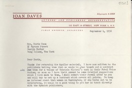 [Carta] 1956 Sept. 4, [New York, Estados Unidos] [a] Mrs. Doris Dana 15 Spruce Street, Roslyn Harbor, Long Island, New York