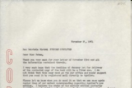 [Carta] 1961 Nov. 27, [EE.UU.] [a] Miss Margaret Bates, Washington, D.C., [EE.UU.]