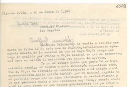 [Carta] 1946 jun. 26, Tijuana [a] Gabriela Mistral, Los Ángeles