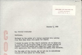 [Carta] 1962 Jan. 5, New York, [EE.UU.] [a] Aguilar S. A. de Ediciones, Madrid, Spain