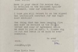 [Carta] 1962 Feb. 1, New York, [EE.UU.] [a] Doris Dana, Pound Ridge, N.Y., [EE.UU.]