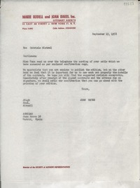 [Carta] 1958 Sept. 19, [New York, Estados Unidos] [a] Aguilar, Juan Bravo 38, Madrid, Spain
