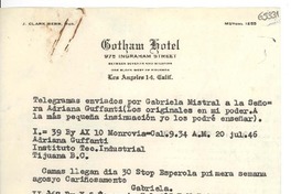 [Carta] 1946, Los Ángeles [a] Gabriela Mistral