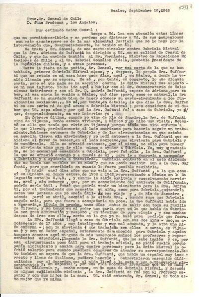 [Carta] 1946 sept. 28, México [a] Juan Pradenas, Los Ángeles