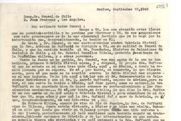 [Carta] 1946 sept. 28, México [a] Juan Pradenas, Los Ángeles