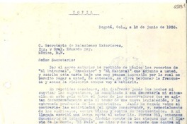 [Carta] 1936 jun. 10, Bogotá, Col. [a] Eduardo Hay, México D. F.