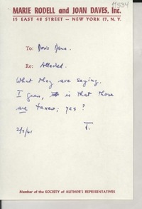 [Carta] 1961 Feb. 1, [New York, Estados Unidos] [a] Doris Dana