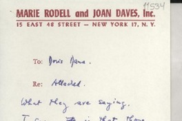 [Carta] 1961 Feb. 1, [New York, Estados Unidos] [a] Doris Dana