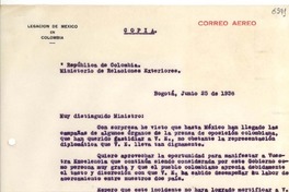 [Carta] 1936 jun. 25, Bogotá [a] Palma Guillén