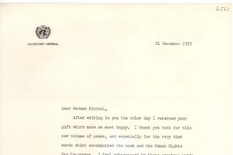 [Carta] 1955 Dec. 21, [New York, Estados Unidos] [a] [Gabriela] Mistral, Roslyn Harbor, New York