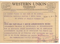 [Telegrama] 1956 May 10, New York, [EE.UU.] [a] Gabriela Mistral and Miss Doris Dana, 15 Spruce St, Roselyn Harbour, NY, [EE.UU.]