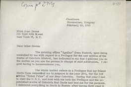 [Carta] 1965 Feb. 23, Montevideo, Uruguay [a] Miss Joan Daves, New York, [EE.UU.]