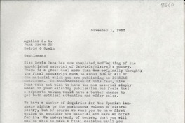 [Carta] 1963 Nov. 1, [New York, Estados Unidos] [a] Aguilar S. A., Juan Bravo 38, Madrid, Spain