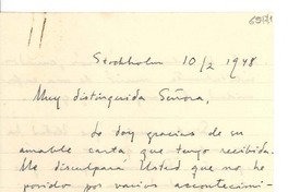 [Carta] 1948 feb. 10, Estocolmo [a] Gabriela Mistral