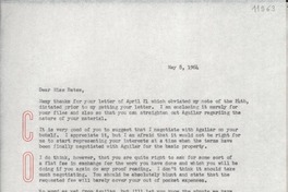 [Carta] 1964 May 8, [New York, Estados Unidos] [a] Margaret Bates, 5914 Carlton Lane, Washington, D. C.