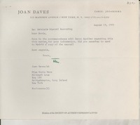 [Carta] 1971 Aug. 19, New York, [EE.UU.] [a] Miss Doris Dana, Bridgehampton, Long Island, New York, [EE.UU.]