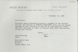 [Carta] 1964 Nov. 10, [New York, Estados Unidos] [a] Miss Doris Dana, Box 284, Pound Ridge, N. Y.