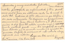 [Carta] 1947 ene. 11, San Francisco [a] Gabriela Mistral, Monrovia, California