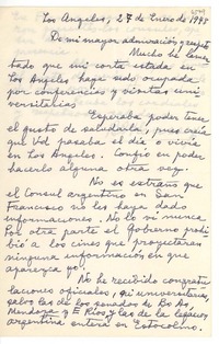 [Carta] 1948 ene. 27, Los Angeles, [California, EE.UU. a Gabriela Mistral, Los Angeles, California, EE.UU.]