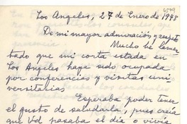 [Carta] 1948 ene. 27, Los Angeles, [California, EE.UU. a Gabriela Mistral, Los Angeles, California, EE.UU.]