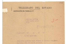 [Telegrama] 1954 ago. 23, Llo Lleo, [Chile] [a] Gabriela Mistral, Vapor Santa María, Arica