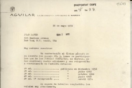 [Carta] 1972 mayo 26, [Madrid, España] [a] Joan Daves, 515 Madison Avenue, New York, N. Y., USA