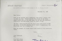 [Carta] 1966 Dec. 23, [New York], [EE.UU.] [a] Miss Doris Dana, Hack Green Road, Pound Ridge, N.Y., [EE.UU.]