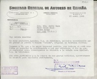 [Carta] 1966 abr. 15, [Madrid, España] [a] Sra. Doris Dana, Hack Green Road, Pound Ridge, New York (U. S. A.)
