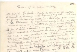 [Carta] 1946 ene. 17, París [a] Gabriela Mistral
