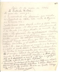 [Carta] 1946 ene. 21, París [a] Gabriela Mistral