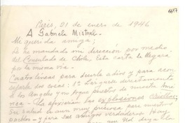 [Carta] 1946 ene. 21, París [a] Gabriela Mistral