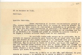 [Carta] 1951 oct. 18, Santiago, [Chile] [a] Gabriela [Mistral]