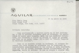 [Carta] 1966 abr. 26, [Madrid, España] [a] Miss Doris Dana, Hack Green Road, Pound Ridge, New York, N. Y.