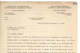 [Carta] 1946 dic. 21, París [a] Gabriela Mistral, Los Ángeles
