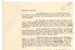 [Carta] [1954], [Santiago, Chile?] [a] Gabriela [Mistral]