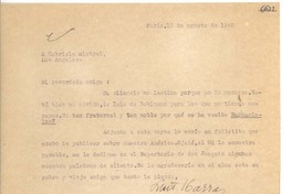 [Carta] 1948 ago. 15, París [a] Gabriela Mistral, Los Ángeles