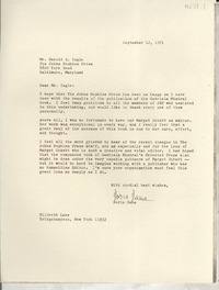 [Carta] 1971 Sept. 12, Hildreth Lane, Bridgehampton, New York, [Estados Unidos] [a] Mr. Harold E. ingle, The Johns Hopkins Press, 5820 York Road, Baltimore, Maryland