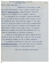 [Carta] 1948 June 16, New York, [EE.UU.] [a] Dilip Kumar Roy