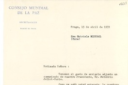 [Carta] 1953 abr. 15, Praga [a] Gabriela Mistral, Cuba