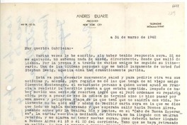 [Carta] 1942 mar. 31, New York, [Estados Unidos] [a] Gabriela [Mistral]