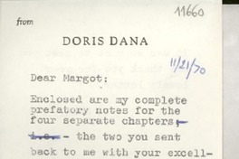 [Carta] 1970 Nov. 21, [Estados Unidos] [a] Dear Margot