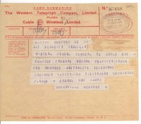[Telegrama] 1945 dic. 11, Bronxville, New York, [EE.UU.] [a] Gabriela Mistral, Cónsul General de Chile, Rio, [Brasil]
